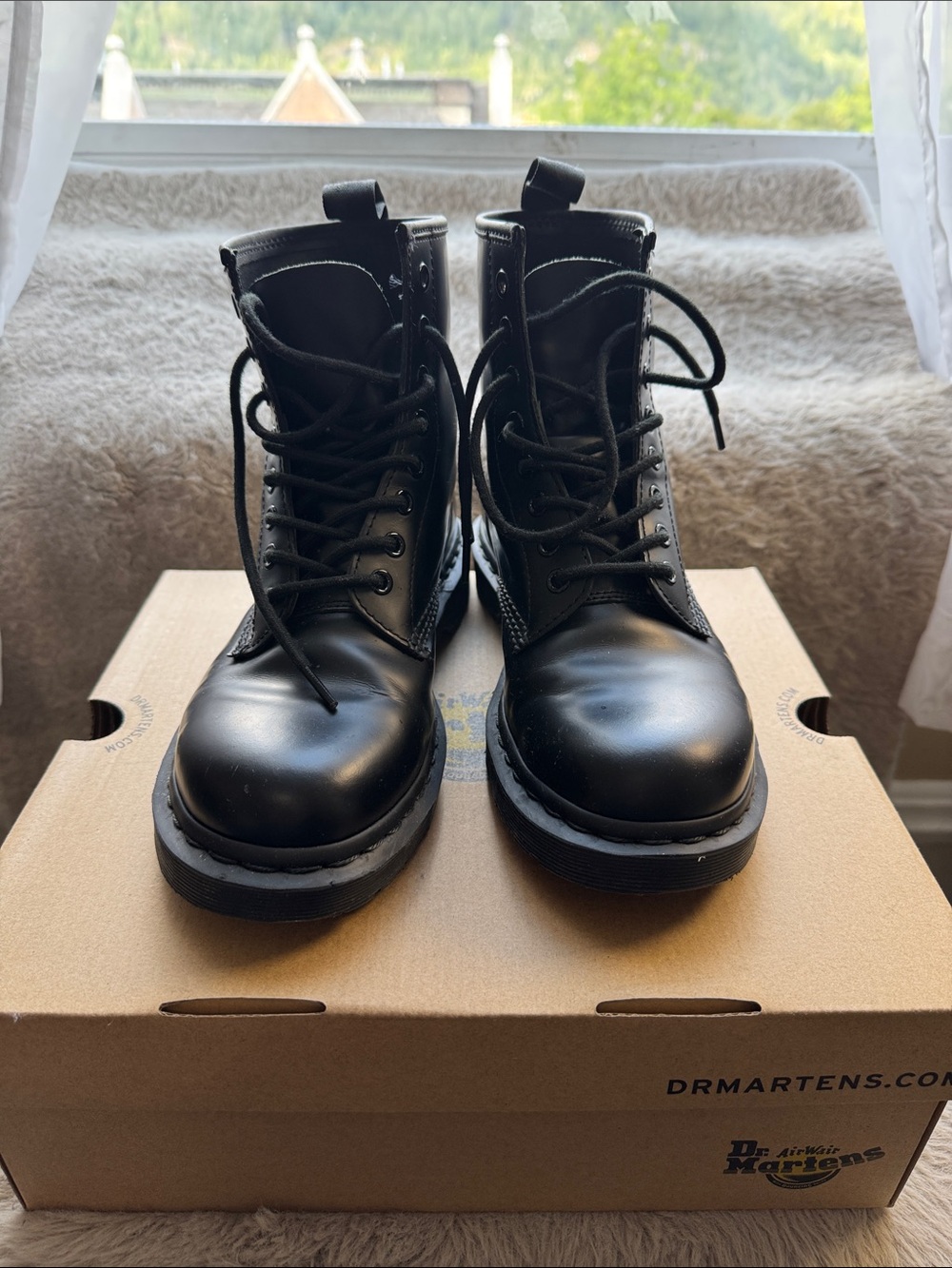 Dr. Martens Black Smooth Leather Lace-Up Ankle Boots